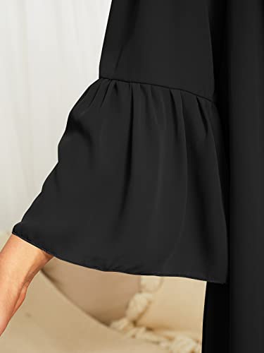 Zanzea Women's Sexy Off Shoulder Bohemian Chiffon Ruffle Sleeve Blouse Mini Dress Loose Casual Dresses Sundress Unlined-Black L #TOP7