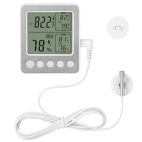 Digital Dual Channel Thermometer Hygrometer, Detachable Temp-Only...