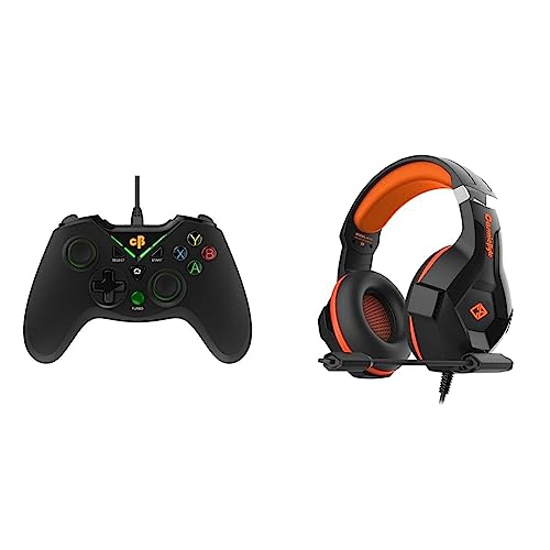 Image of Cosmic Byte C1070T Interstellar Wired Gamepad H11 Gaming Wired Over-ear Headset with Microphone (Black /Orange, Pack Of 1)