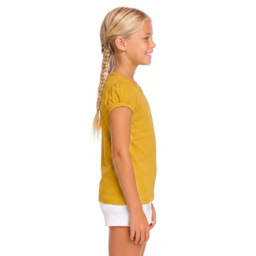 Image of Lilax Girls Short Puff Sleeve Cotton T-Shirt, Toddler & Little Girls Top | 95% Cotton Puff Sleeve Tee; Crewneck, Short Sleeve; Toddler & Girls Sizes 2T-12; for School, Play & Everyday; Machine Wash