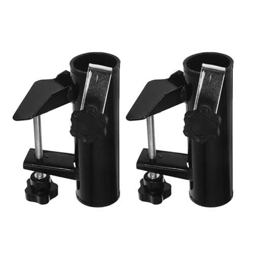 Toyvian 2 Pièces Support de Parasol Balcon Pince Métal Résistante UV et Pluie Fixation Compacte Anti-Vent pour Terrasse Jardin Plage Patio Extérieur