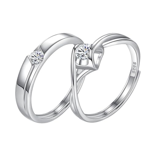 Bagues en argent Sterling S925 pour couples alliance moderne en zircon brillant