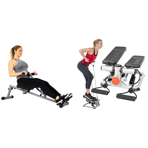Sunny Health & Fitness SF-RW1205 Rowing Machine Rower w/Digital Monitor and Mini Stepper, Stair Stepper, Total Body Step Machine Exercise Equipment - SF-S0978