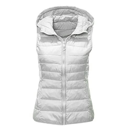 Parka à capuche sans manches au design épuré blanc | Manteau hiver
