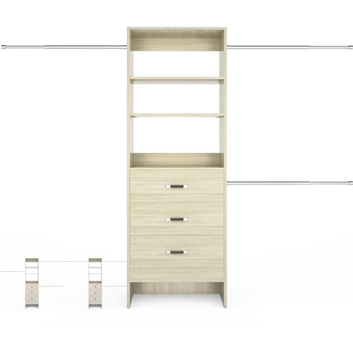 Besiost 96'' Closet Organizer System with 3 Hanging Rods, 8FT