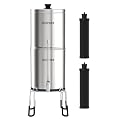 ICEPURE Gravity-fed Water Filter System, 2.35G Stainless-Steel 304 Countertop Filter System with 2 Black Carbon Filters, Providing Clean&Clear&Fresh Water, Used for Camping, RVing, Emergencies, Home