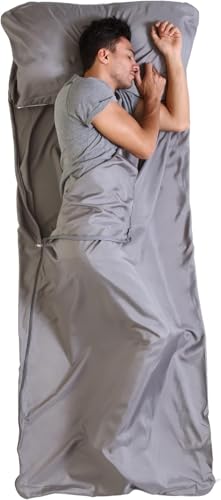 Tough Outdoors Sleeping Bag Liner - Adult Sleep Sack & Travel Sheets for Hotel - Travel Sleep Sack Backpacking & Camping - Sleeping Bag Liners - Hotel Bed Covering for Traveling