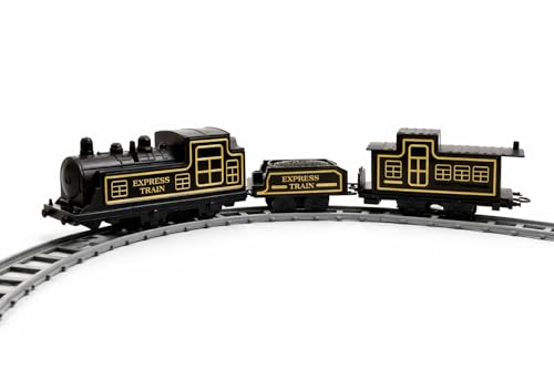 Image of Battery Operated Express Train Set for Boy | Railway Track Toy with Engine, Coal & Passenger Coach | 14 Piece Realistic Train Play Set