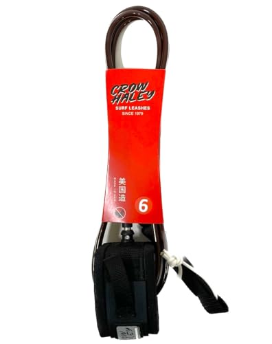 CROW HALEY ���[�V���R�[�h 7ft Surf leash REGULAR �T�[�t�B���p �T�[�t�B�� �}�����X�|�[�c (ANKLE, BROWN(Gloss), Regular)