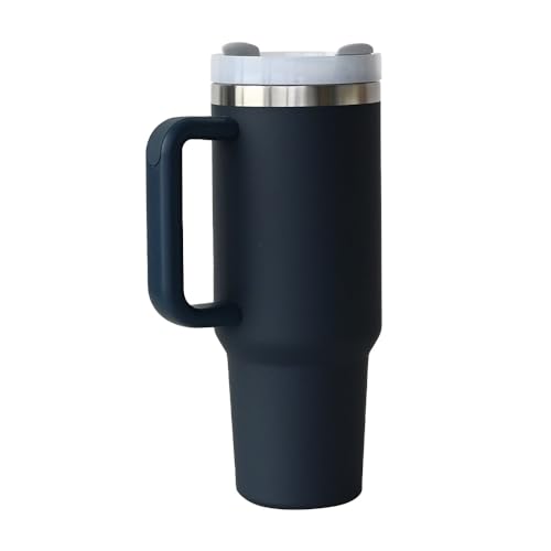 Taza Térmica Premium 1200ml | Vaso Térmico con Accesorios Antigoteo | Botella de Agua de Acero Inoxidable sin BPA | Termo de gran capacidad para oficina, viaje y aventuras outdoor (Azul Oscuro)