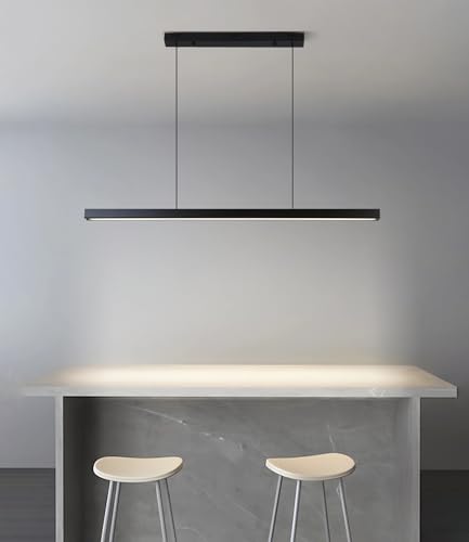 Lámpara lineal para restaurante y comedor moderno con luz LED regulable de diseño negro 3