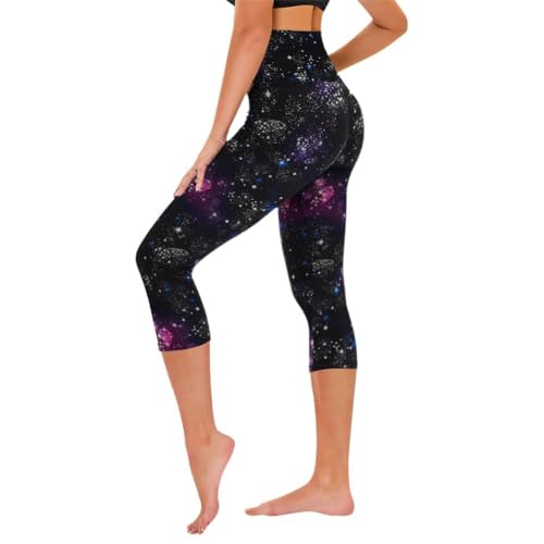 TNNZEET Capri Leggings for Women - Tummy Control Black Leggings with Pockets High Waisted Yoga Pants Workout Cycling Leggings