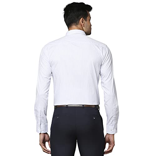 Image of Park Avenue Men's Pure Cotton Stripe Pattern Slim Fit Semi Cutaway Collar Full Sleeve Formal Shirt