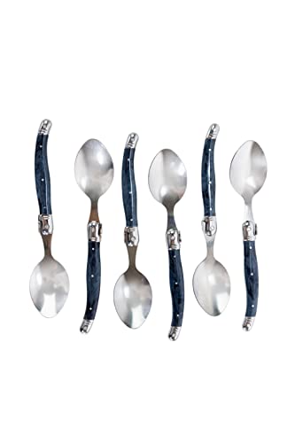 Pradel Excellence - Boîte 6 Cuillères Soupe Laguiole - Acier Inoxydable - Manche Gris Marbre - Design Élégant, Coffret Vitre de Présentation - Pour Usage...