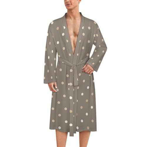 Peignoir de douche léger homme taupe à pois absorbant et doux
