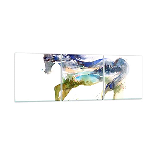 Bilder auf glas - Pferd Natur arabien ethnische - 120x40cm - Glasbilder - Wandbilder - Kunstdruck - zum Aufhängen bereit - Wanddekoration aus Glas - Glas Bilder - Wandbild auf Glas - GCA120x40-3048 Cover