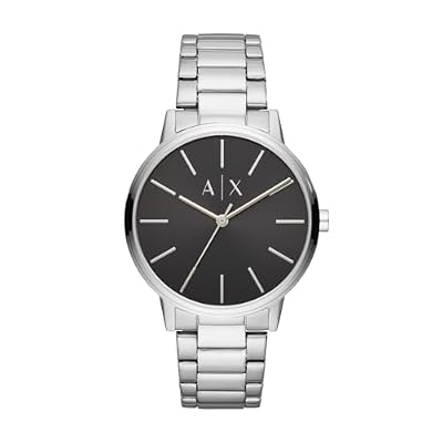 Armani Exchange Orologio da uomo, Movimento al quarzo a tre lancette e cassa da 42 mm con cinturino in acciaio, Tono argento e grafite