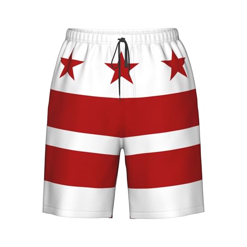 CUTEDWARF Flag of Washington D.C. Men's Swim Trunks Beach Swimwear Beach Shorts Summer Board Shorts