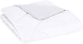 AmazonBasics Reversible Microfiber Bed Comforter, Full / Queen, White