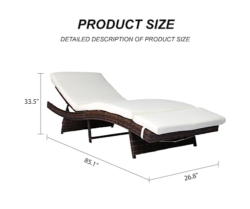 Lhbcraft Wicker Chaise Patio Lounge Chair, 5 Position Adjustable Backrest And Cushions Outdoor Pe Rattan Wicker Lounge Chair (3 Pcs) #TOP1