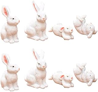 8 Pcs Mini Rabbits Figurine Rabbits Animal Miniature Ornament Cartoon Rabbit Garden Plant Decoration for Home Automobile Ornaments