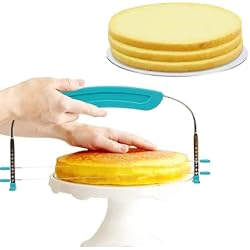 PROKITCHEN Adjustable 2- Wire Cake Slicer Leveler Small Cake Cutter Slicer for Leveling Tops of Layer Cakes Professional Baking Tool with Stainless Steel Wires and Sea Blue Handle