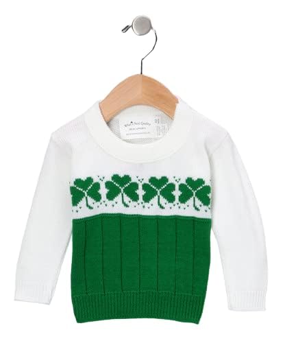 Irish Youth Kids White with Kelly Green Shamrock Sweater Made In U.S.A. ishopirish