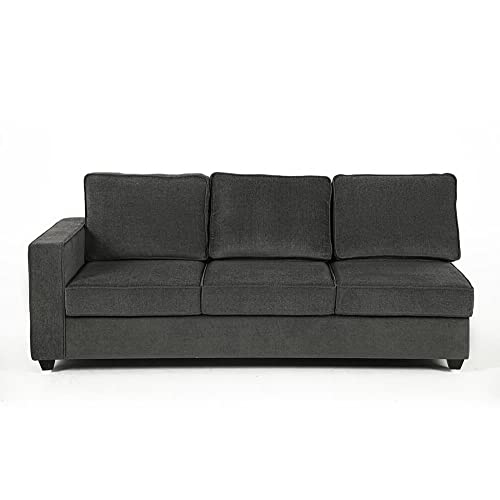 Image of Wakefit Sofa Set | 3 Year Warranty | Sofa 3 Seater, 3 Seater Sofa for Living Room, Wooden Sofa Set, 3 Seater + Right Aligned, Sofa for Living Room - Napper(Malphino : Smoke Grey)