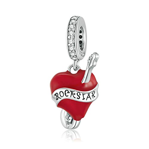 925 Sterling Silver Note Charm Guitar Charm Music Charm Gift Charm Anniversary Charm for Pandora Charm Bracelet (Guitar)