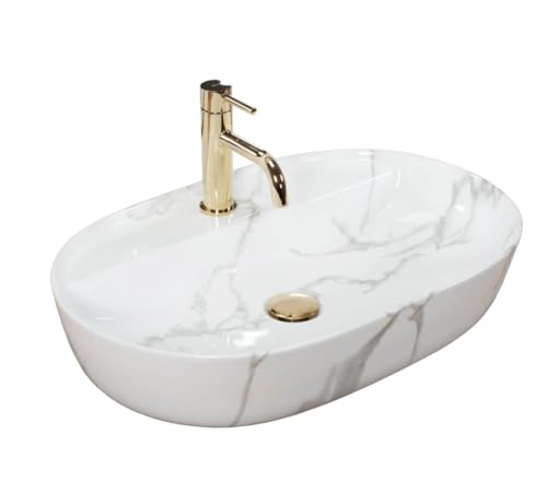 Rea REA-U8003 AURA 61 Marmo Shiny Vasque à Poser, White