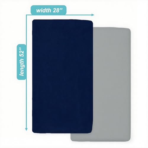 Image of American Baby Company 2 Pack Fitted Crib Sheets 52x28, Gray /Navy | Ultra Soft Microfiber Crib and Toddler Bed Sheets, Breathable & Gentle on Baby Skin, Neutral for Boys & Girls