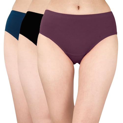 Image of SOIE Women High Rise Full Coverage Solid Colour Cotton Stretch Hipster Panty (Pack of 3)