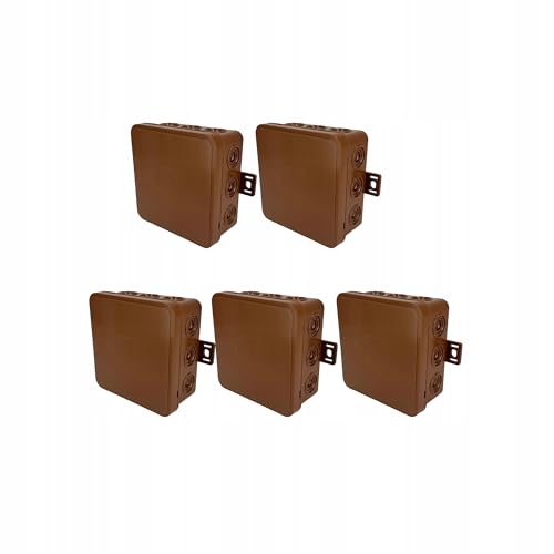 EDO Set 5x Caja de Superficie IP54 Hermética 75x75x41 mm Marrón, 12 Entradas, Flexible, sin Halógenos – Caja de Distribución con Salidas y Cierre “CLIC” Interior/Exterior