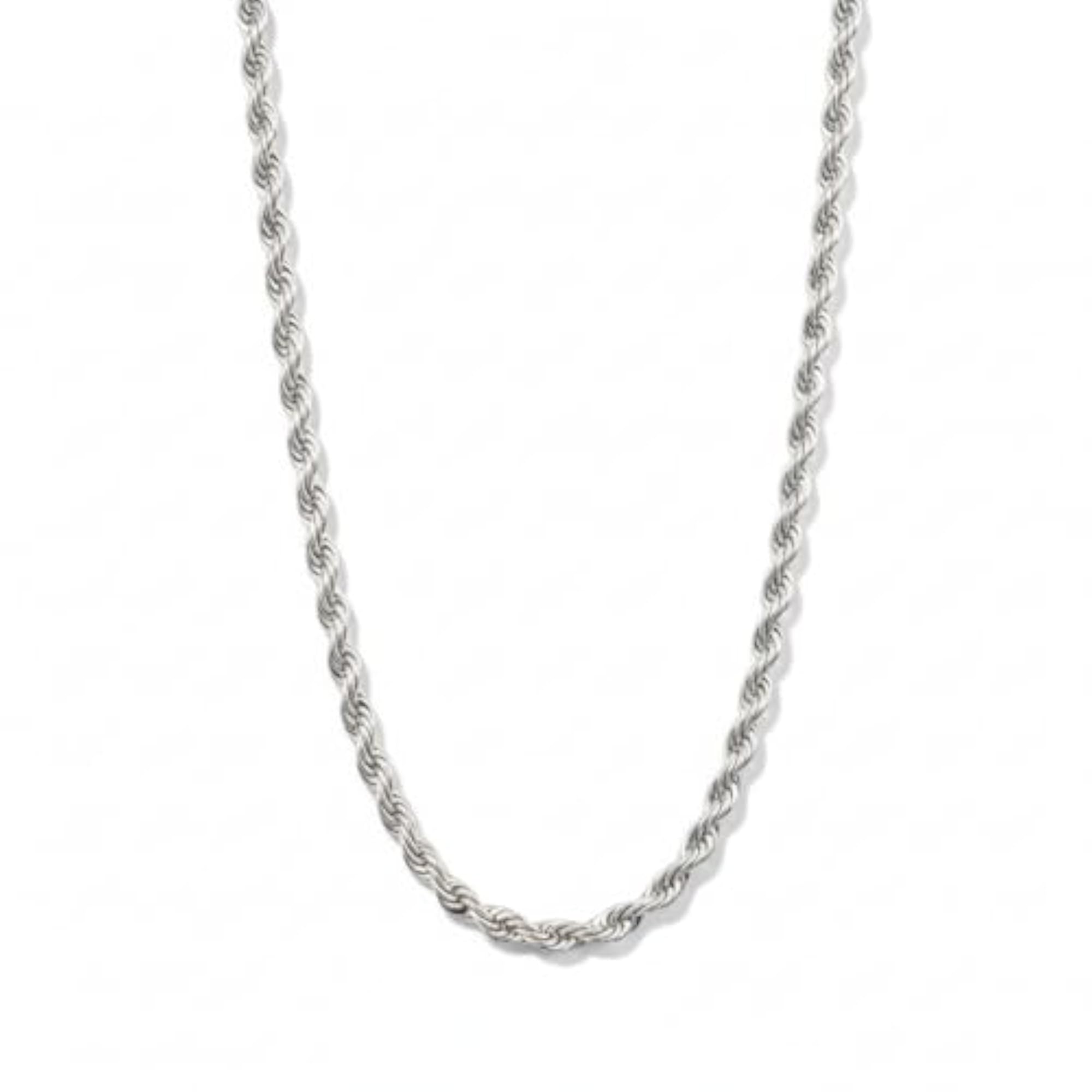 Men's Twisted Rope Stainless Steel Chain Necklace, 24 Inches