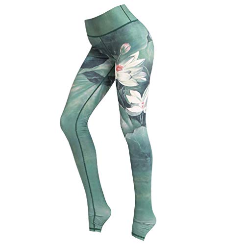 KESYOO 1 par de leggings estampadas para treino, calças de cintura alta, esportivas, costura respirá