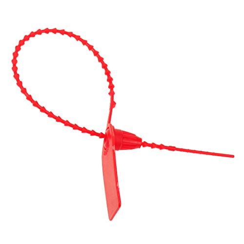 Meprotal 100pcs 10-Inch Plasitc Pull-Tite Security Seal Tamper Seals Disposable Tie with Tags Self-Locking Tie for Trailers Tanker, Signage Numbered, Logistics Fire Extinguishers (Red)