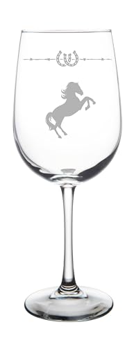 C M Horse with Barbwire Rustic Design Wine Glass - Western Horse Themed Gift for Men and Women - 19 oz