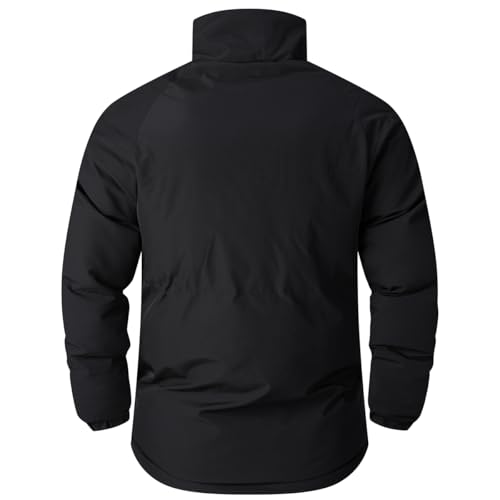 Image of hathne Men's Winter Warm Fleece Lined Jacket Lightweight Thick Stand Collar Full Zip Jacket Coat(Black,XL)