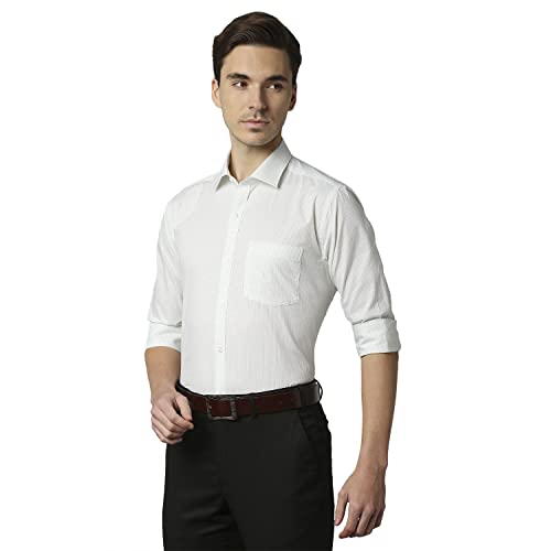 Image of Park Avenue Men's Pure Cotton Stripe Pattern Slim Fit Semi Cutaway Collar Full Sleeve Formal Shirt