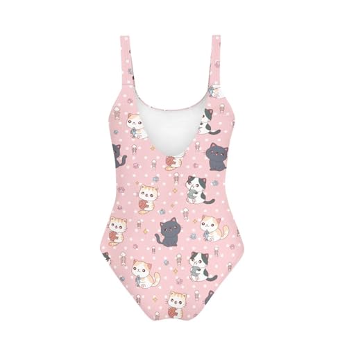 Image of One Piece Bathing Suit for Teen Girls Comfy Crewneck Backless Bathing Suit