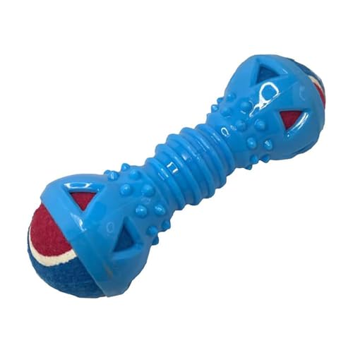 Image of PremiumAV Double Ball Dumbbell Dog Chew Toy for Small & Medium Dogs - Natural Rubber Interactive Teeth Cleaning Toy, Durable Puppy Chew & Molar Toy, Brain Stimulating Play Toy