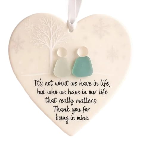 Heart−Shaped Sea Glass Ffiendship Decor, Friendship Heart Hanging Ornament, Home Decor, Makes a Meaningful Gift for Friends