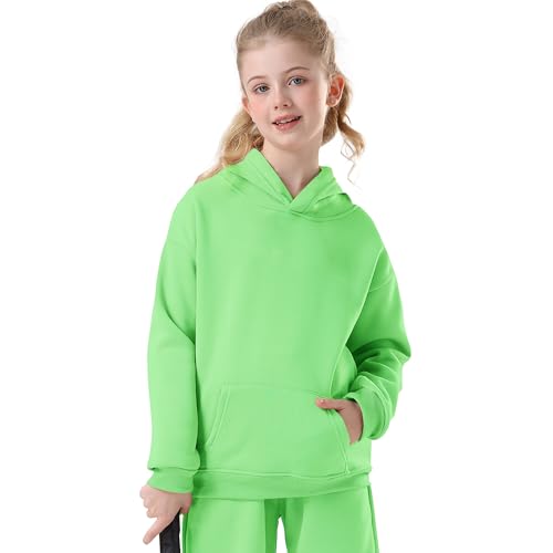 Image of Kids Athletic Pullover Hoodie Sweatshirt with Pocket Tops,2-12Years | Boys and Girls Fleece Hooded Christmas Halloween Teen Girls Athletic Hoodie Solid Color Lightweight Classic Kids Clothes