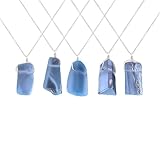 GEMKORA Elegant Rough Sky Blue Topaz Natural Raw Crystals Pendant Necklace Gemstone Healing Crystals, November Birthstone, 925 Sterling Silver Jewelry 18 inch A+ her