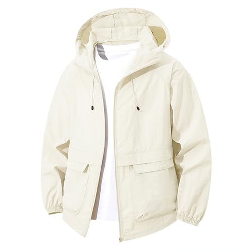 Generisch Camiseta de verano para hombre, talla grande, chaqueta deportiva fina, chaqueta deportiva para exteriores, chaqueta de ocio con bolsillos, chaqueta con capucha, monocolor, moderna, unisex