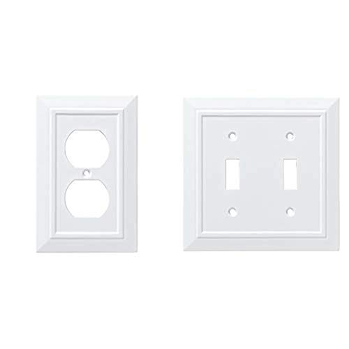 Franklin Brass W35242-PW-C Classic Architecture Single Duplex Wall Plate/Switch Plate/Cover, White AND Franklin Brass Classic Architecture Double Switch Wall Plate/Switch Plate/Cover, White