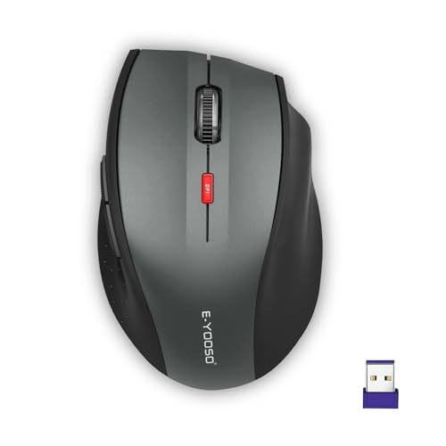 Image of E-YOOSO Wireless Mouse for Laptop, Silent Portable Computer Mouse with 6 Buttons, 4800 DPI, 18 Months Battery Life, 2.4GHz Quiet Optical USB Mouse for PC Chromebook Windows Mac