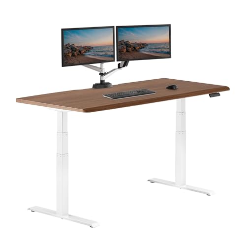 Vari ComfortEdge 72x30 Inch Electric Standing Desk Height Adjustable Large Office Sit Stand VariDesk with Sloped Edge Memory Presets 180 LB Capacity + Tool-Free Assembly (Walnut)