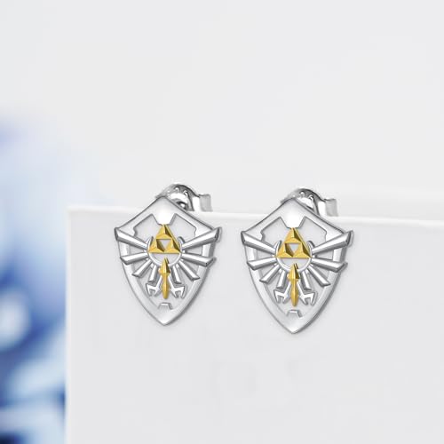 Game Earrings 925 Sterling Silver Anime Stud Earrings Triforce Jewelry Gifts for Women Men2