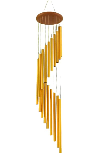 Image of Golden Wind Chimes for Home Decor - Positive Energy Hanging Chime for Balcony, Living Room, Garden | Elegant Home Decoration Gift Item for Women, Men, Housewarming & Festive Occasions